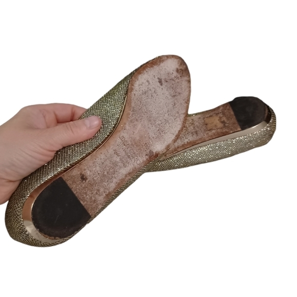 jimmy CHOO Gold Glitter Ballerina flats shoes - Picture 8 of 8